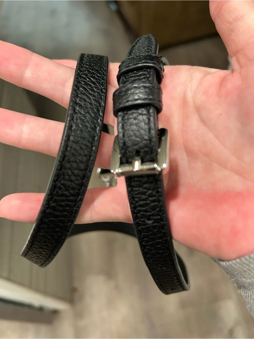 Michael Kors Black Leather Adjustable Crossbody Strap with Silver Hardware